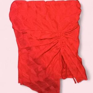 Silence + Noise Red Textured Strapless Top